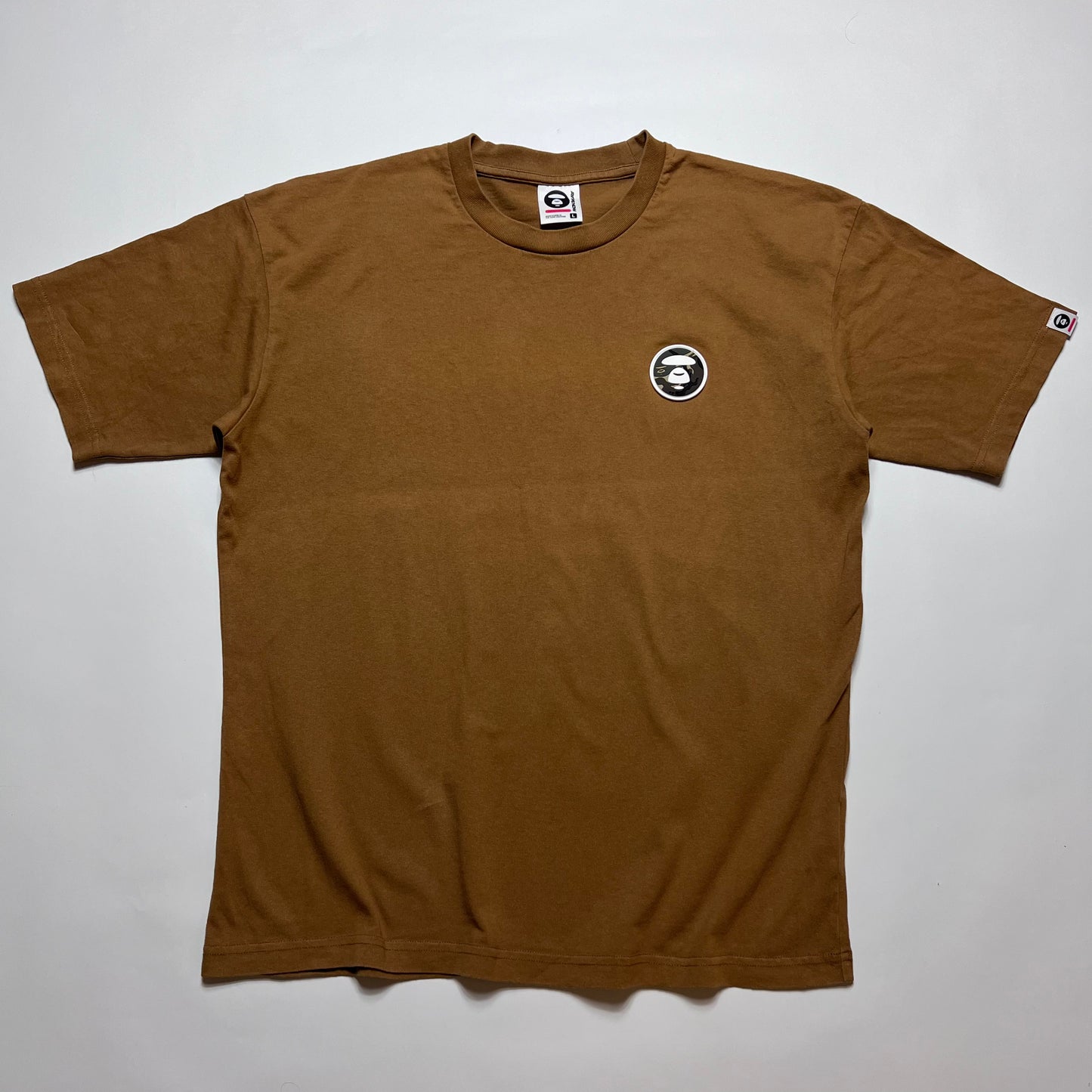 BAPE Aape Now Brown Small Logo T-Shirt L - Cats on Stacks VNTG