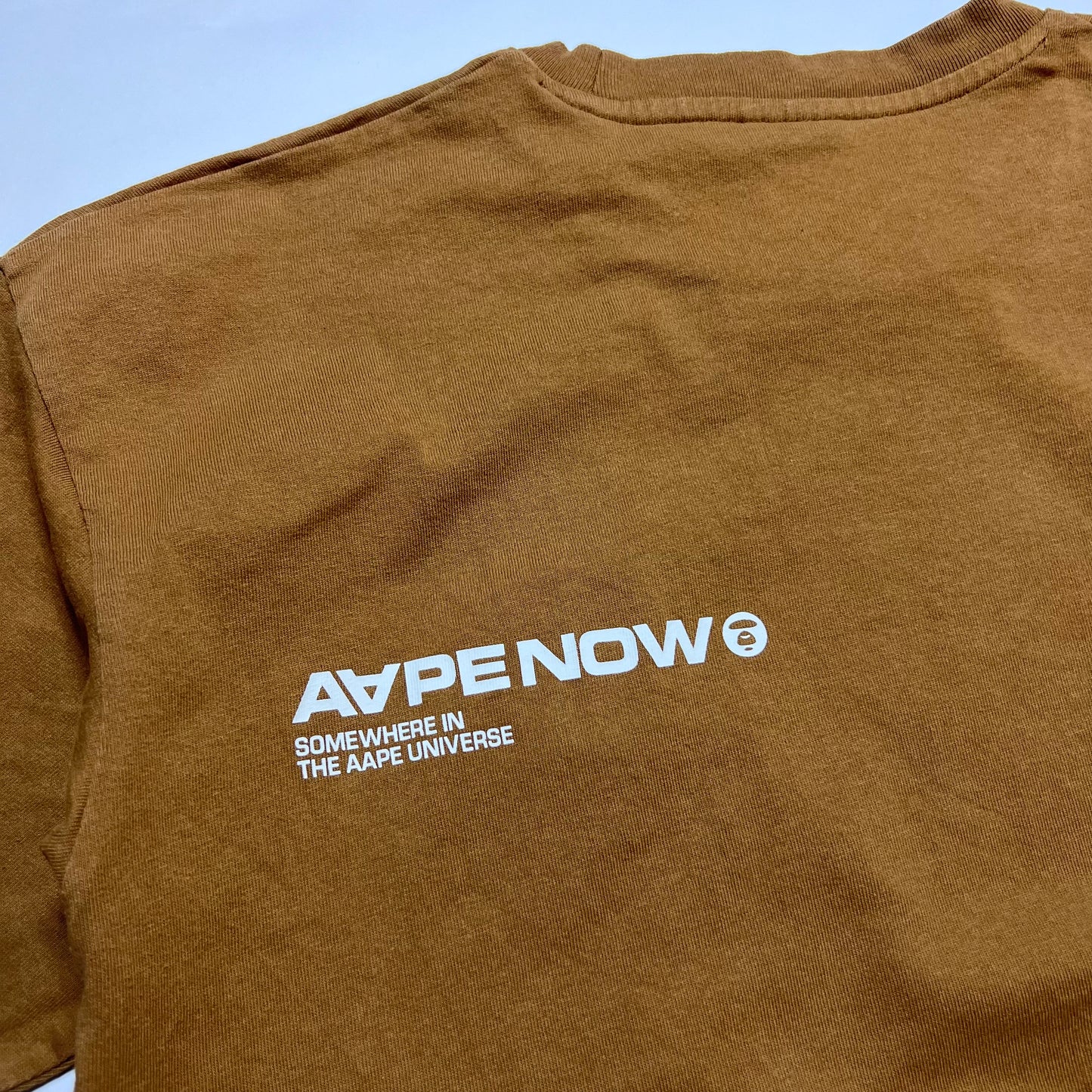 BAPE Aape Now Brown Small Logo T-Shirt L - Cats on Stacks VNTG