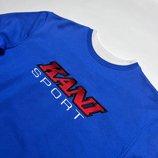 Kani Sport Blue Spell Out Crewneck S / M - Cats on Stacks VNTG