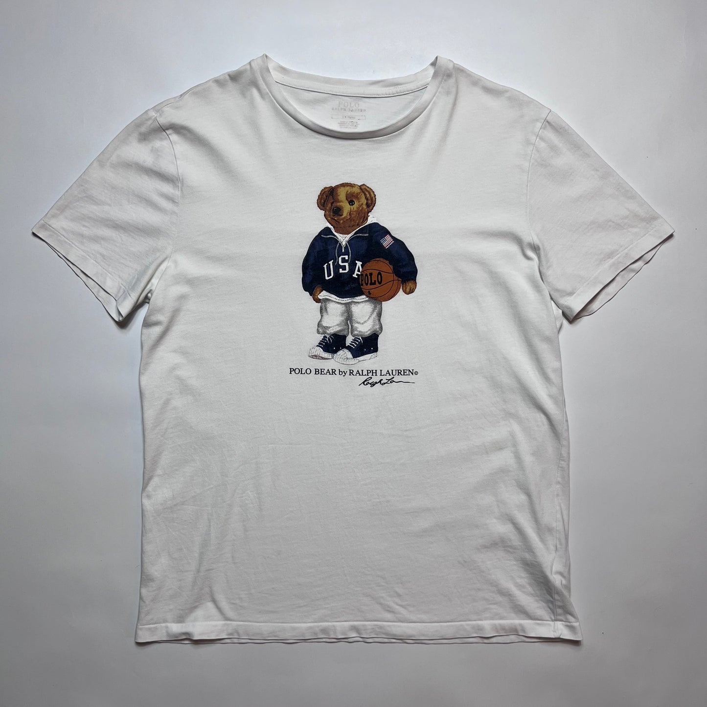 Ralph Lauren Polo Bear White T-Shirt M - Cats on Stacks VNTG