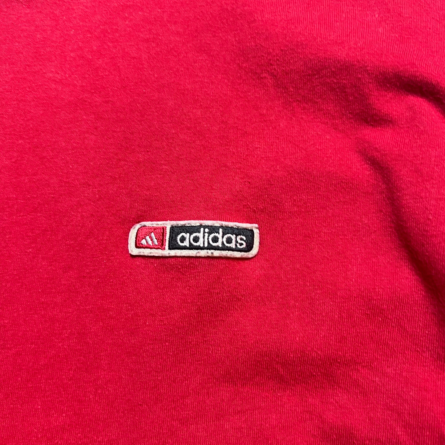 Vintage Adidas Mini Box Logo Red T-Shirt L - Cats on Stacks VNTG