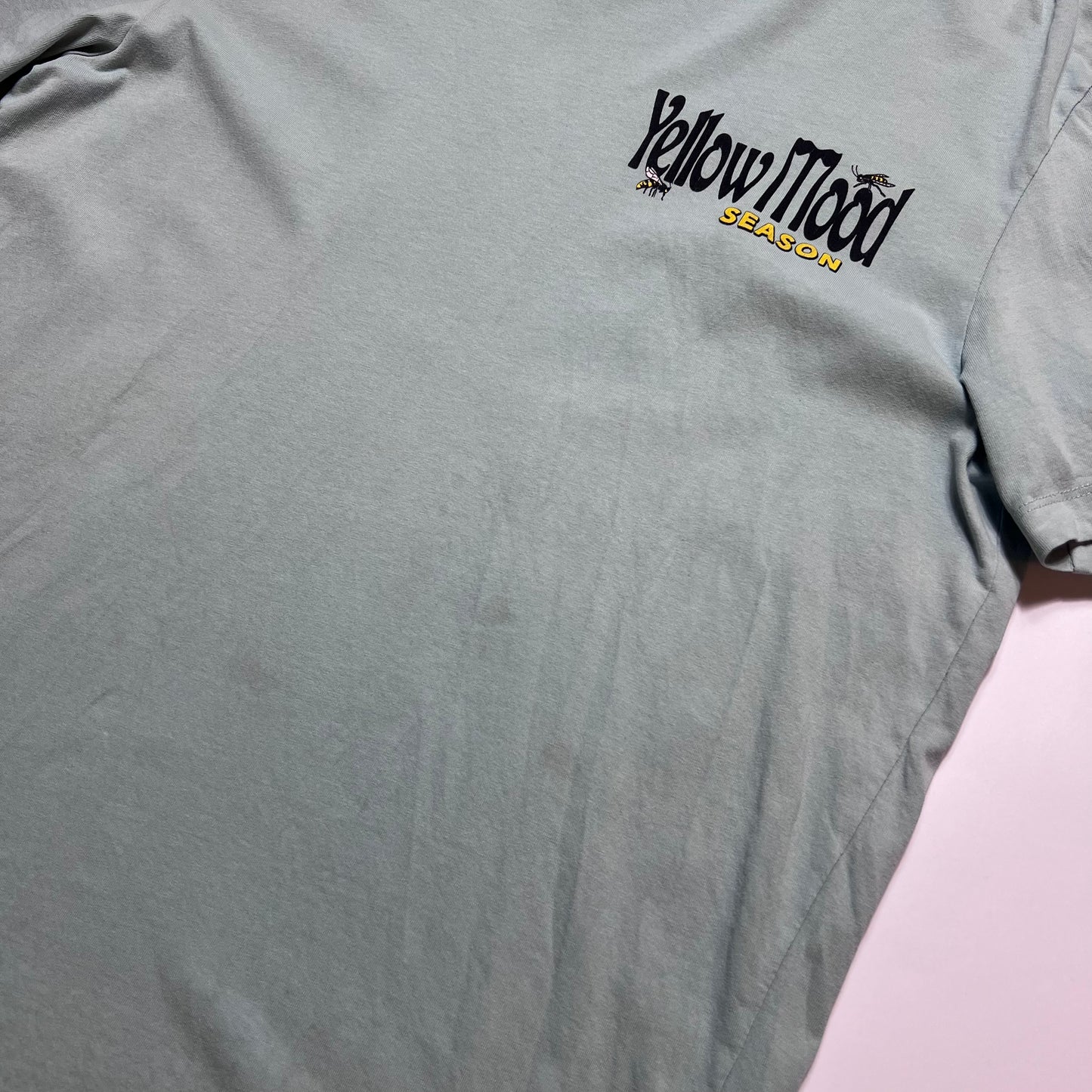 Bershka Yellow Mood Mint Green T-Shirt M - Cats on Stacks VNTG