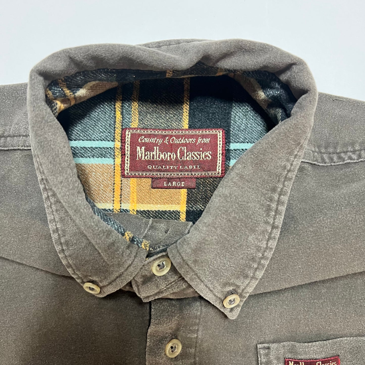 Vintage Marlboro Classics Western Flanell Hemd Shirt grau braun L - Cats on Stacks VNTG