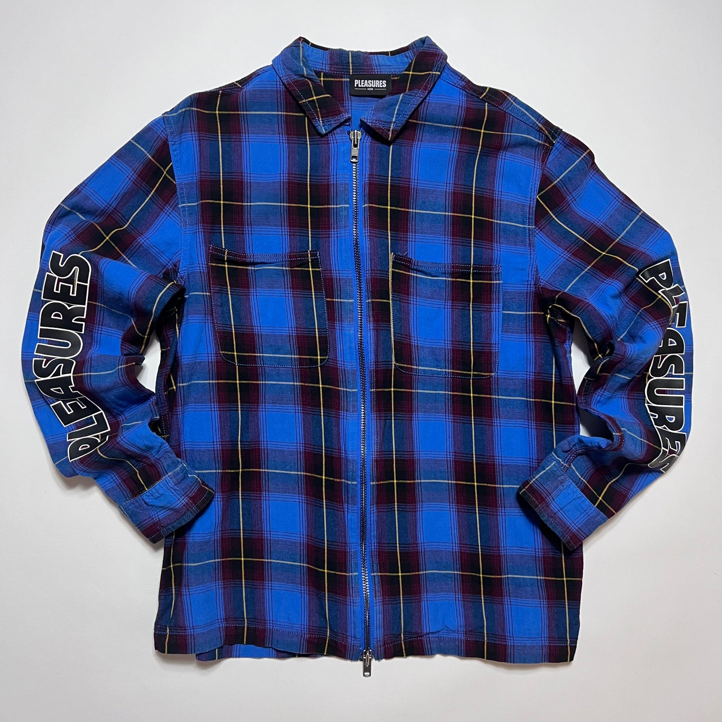 Retro Pleasures Zipper Hemd Shirt blau M / L - Cats on Stacks VNTG