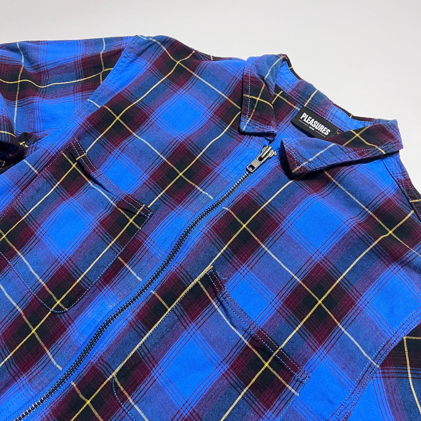Retro Pleasures Zipper Hemd Shirt blau M / L - Cats on Stacks VNTG