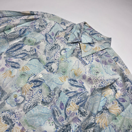 Vintage Crazy Pattern Hawai Hemd Shirt blau L / XL - Cats on Stacks VNTG