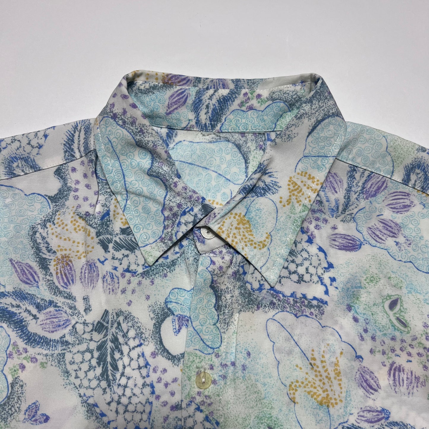 Vintage Crazy Pattern Hawai Hemd Shirt blau L / XL - Cats on Stacks VNTG