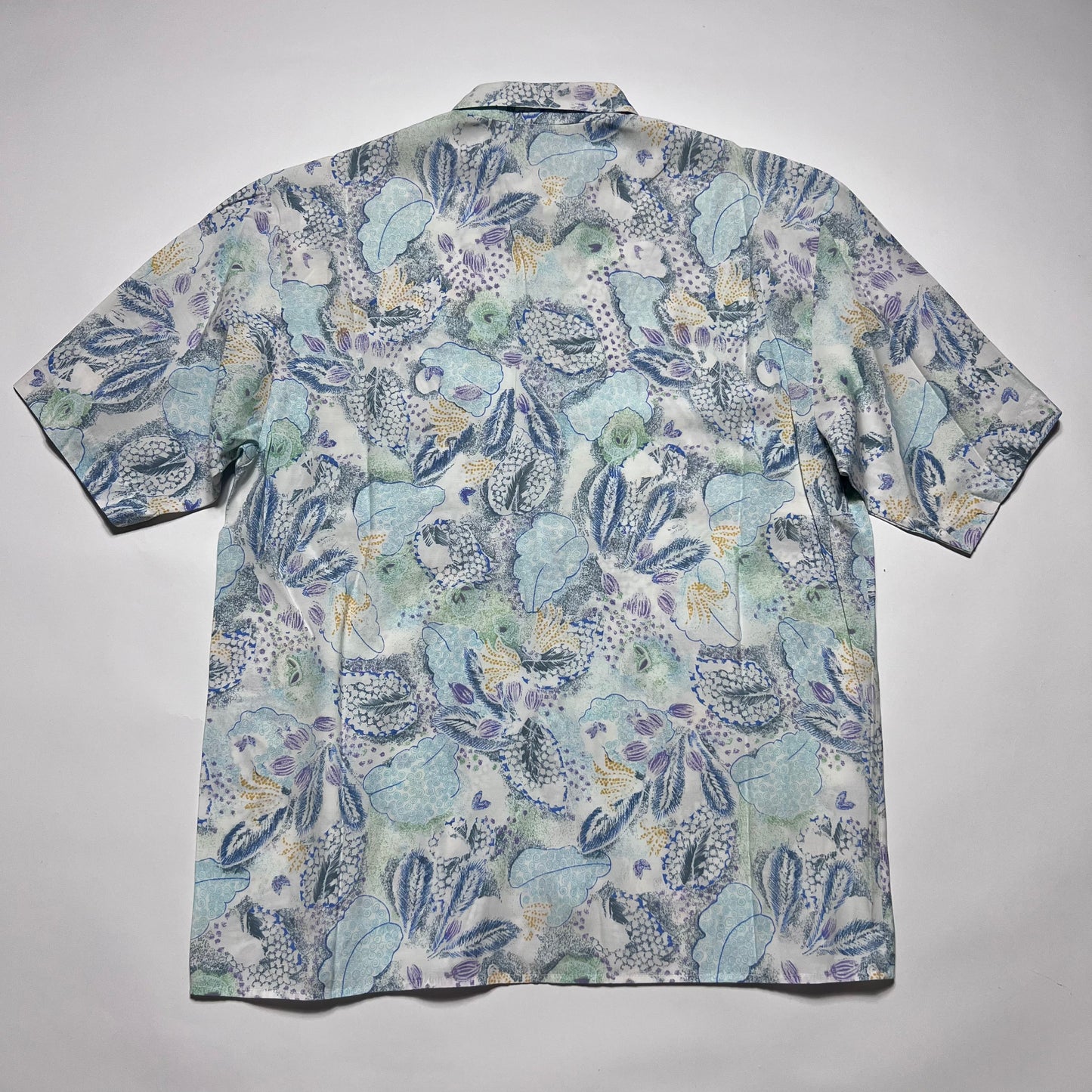 Vintage Crazy Pattern Hawai Hemd Shirt blau L / XL - Cats on Stacks VNTG