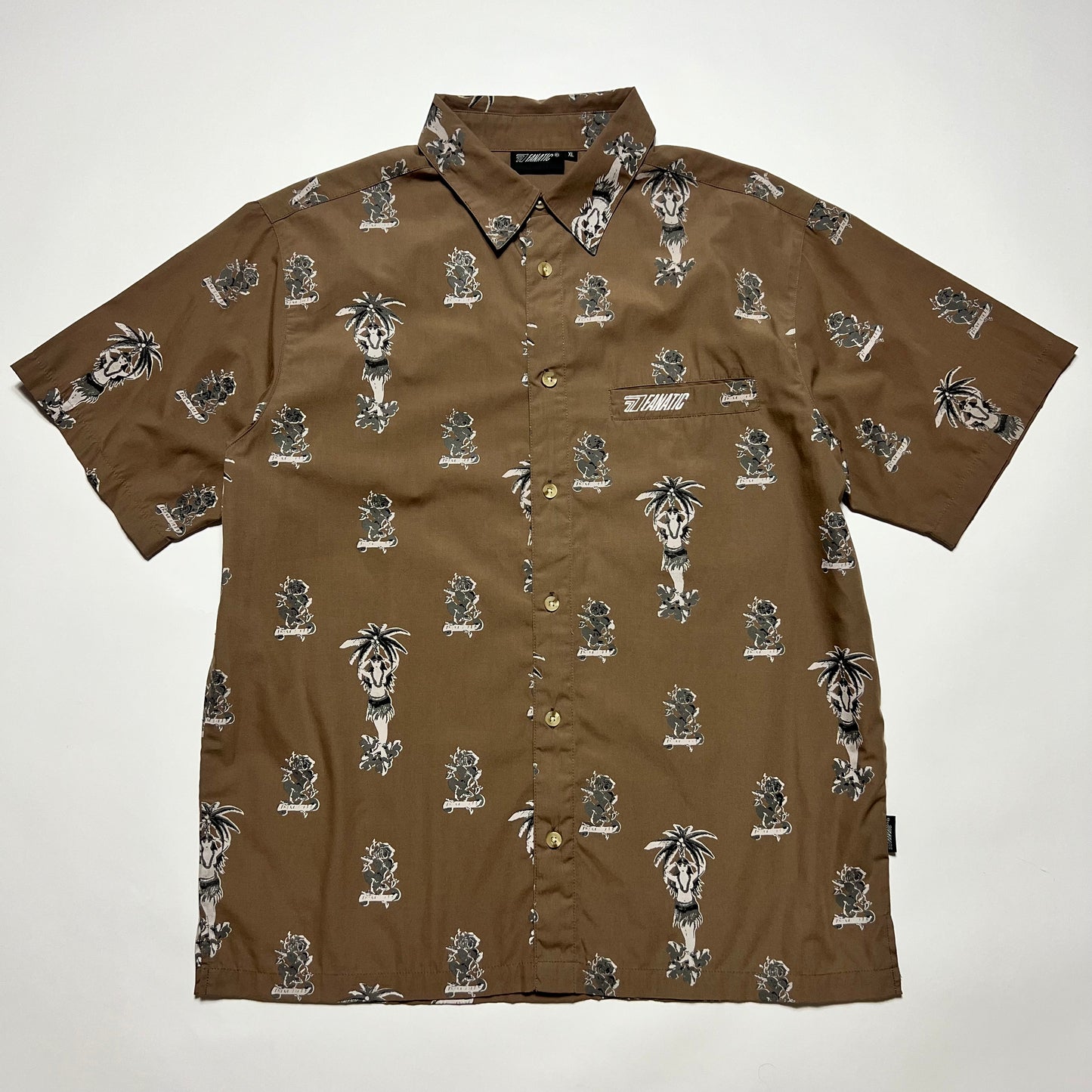 Vintage Fanatic Hawai Hemd Shirt braun L / XL - Cats on Stacks VNTG
