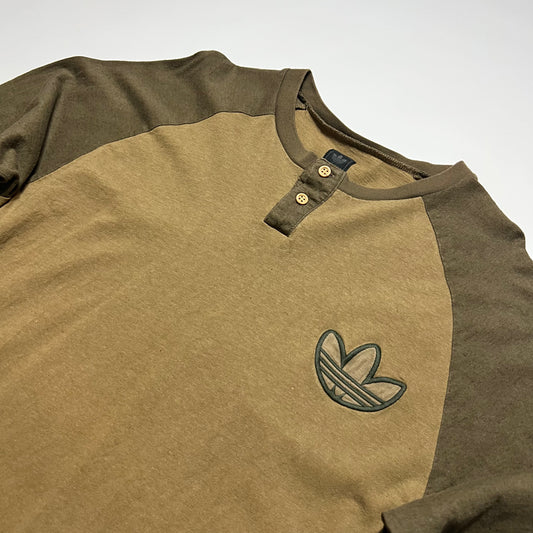 Adidas Trefoil 3/4 Vintage 90s Longsleeve Shirt olivgrün L - Cats on Stacks VNTG