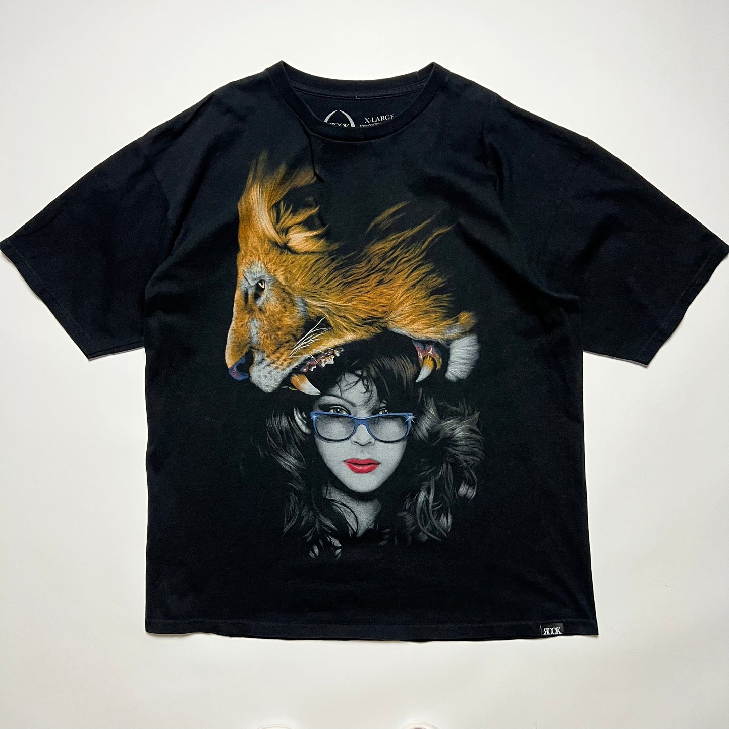 Y2K Rook Lion x Girl Retro T-Shirt schwarz XL / XXL - Cats on Stacks VNTG