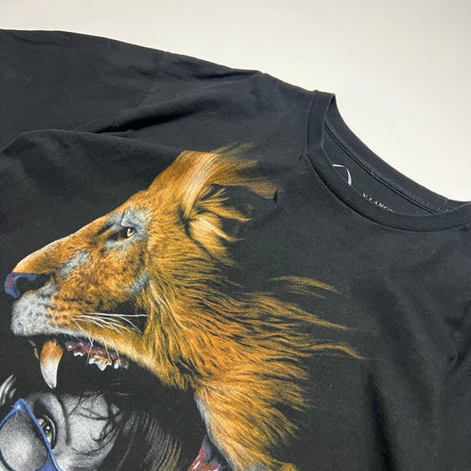 Y2K Rook Lion x Girl Retro T-Shirt schwarz XL / XXL - Cats on Stacks VNTG