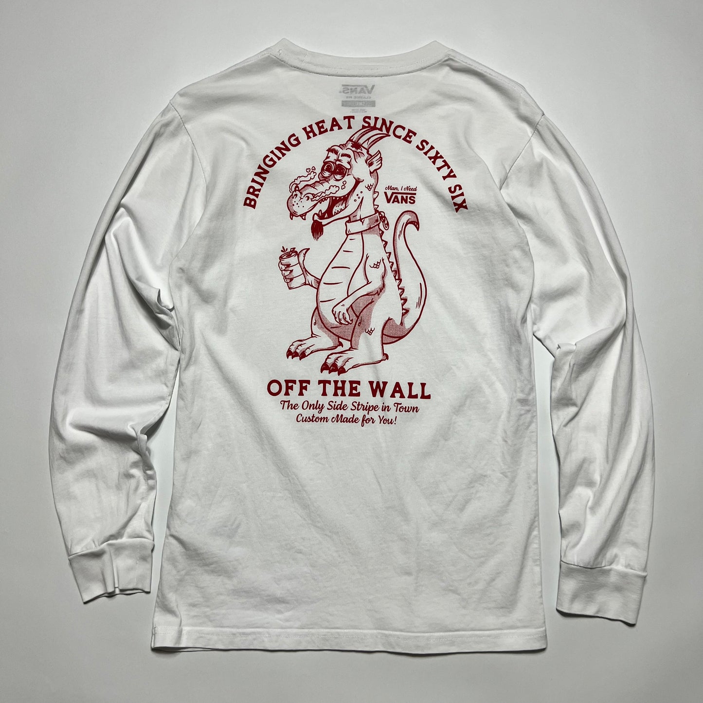VANS Bring Heat Dragon Longsleeve Shirt weiß S - Cats on Stacks VNTG