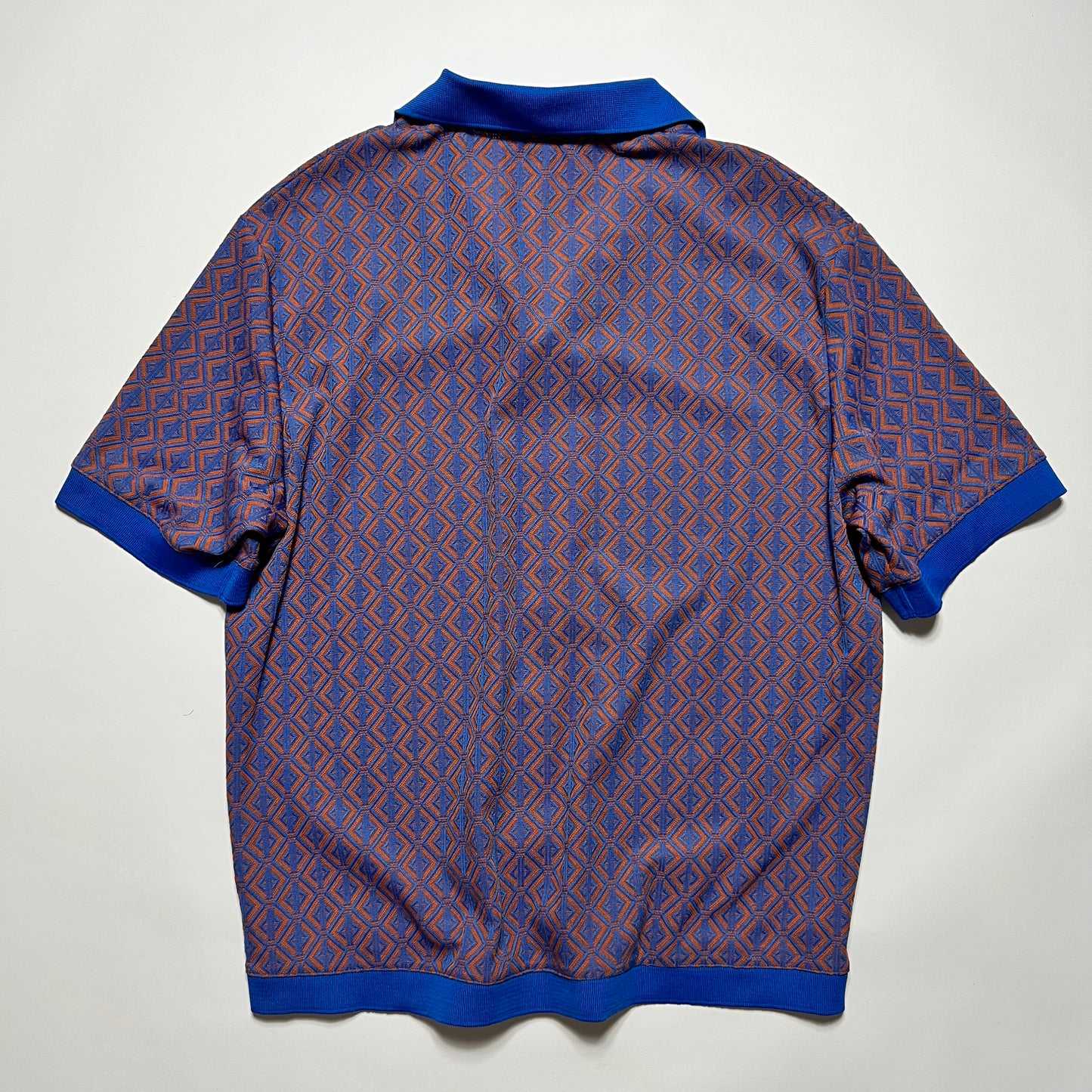 ZARA Retro Cabana Polo Shirt braun blau L - Cats on Stacks VNTG