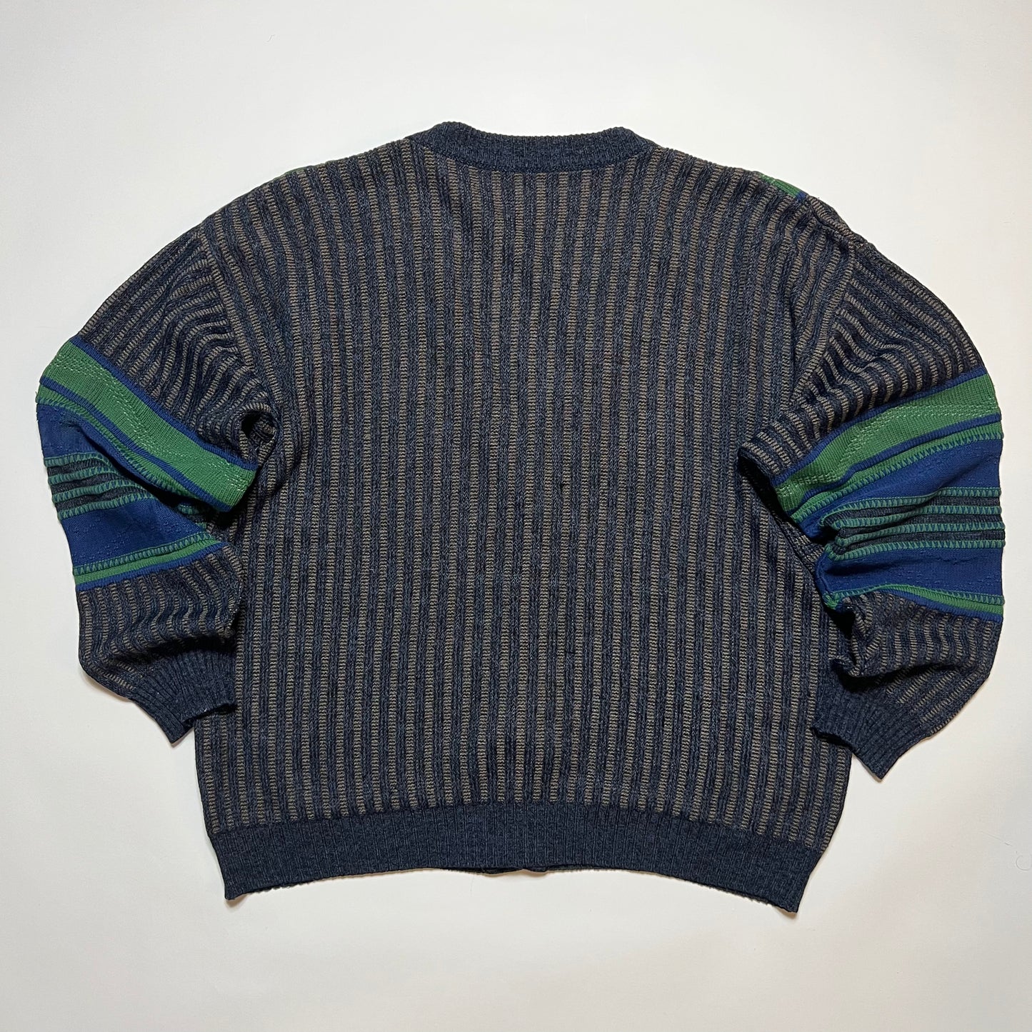 Vintage Crazy Pattern Boxy Cardigan grün blau XL - Cats on Stacks VNTG
