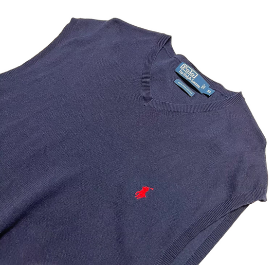 Ralph Lauren Vintage 90s Pullunder Pullover blau XL - Cats on Stacks VNTG