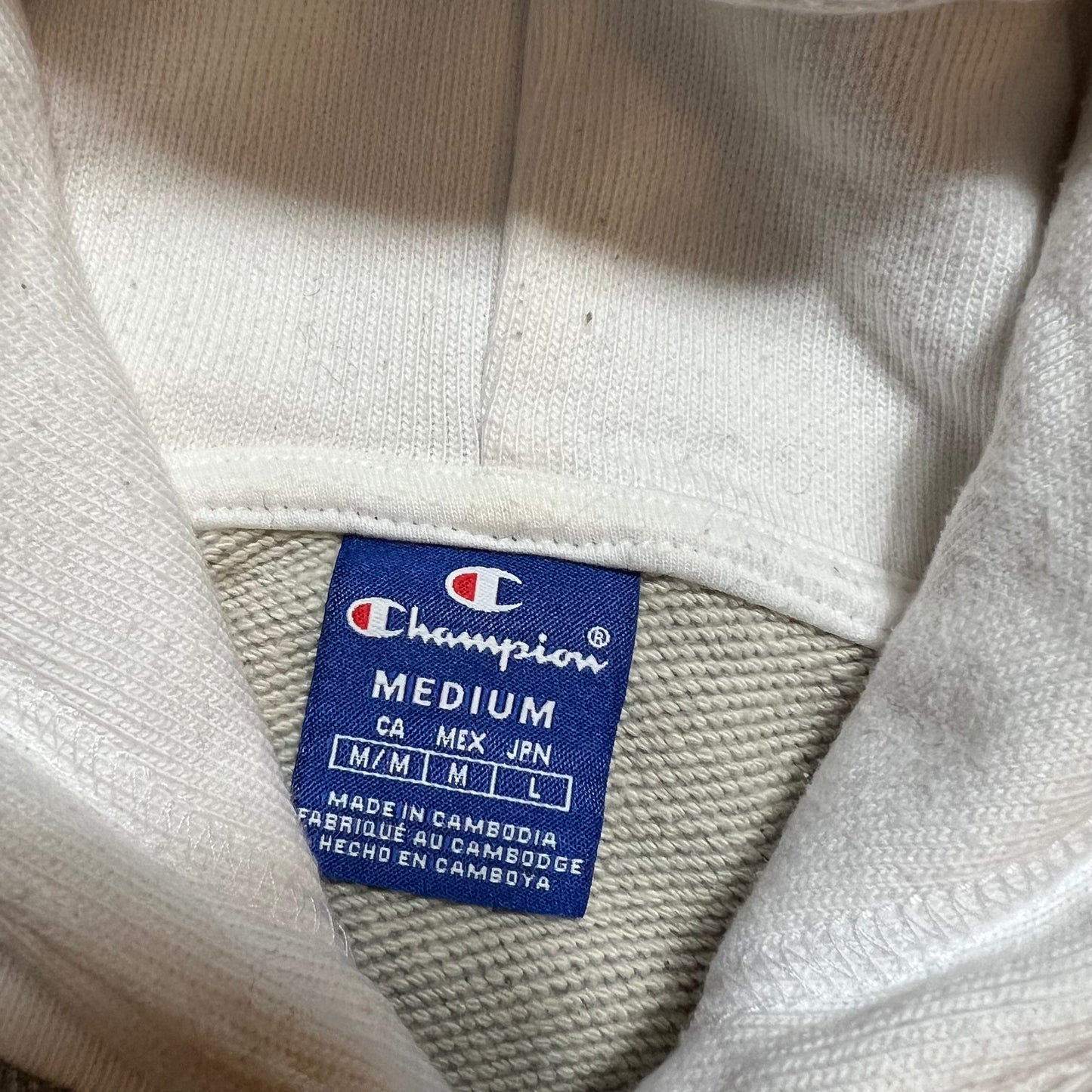 Champion Tricolor Hoodie grau blau rot S / M - Cats on Stacks VNTG