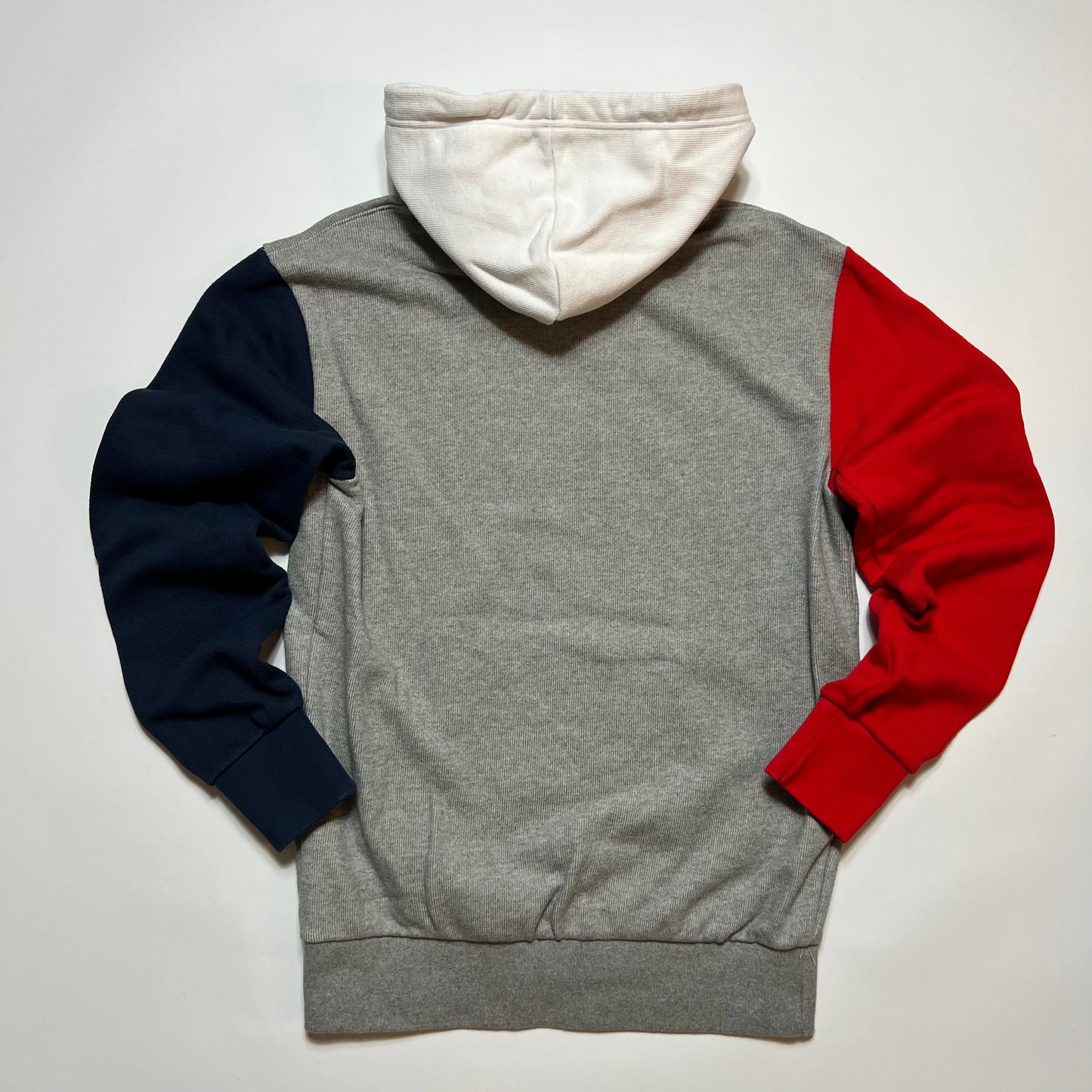 Champion Tricolor Hoodie grau blau rot S / M - Cats on Stacks VNTG