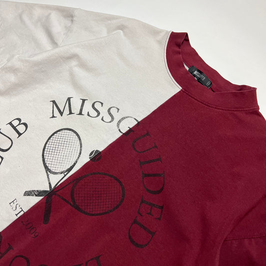 Damen Missguided Leisure Club Shirt weiß rot 36 S / M - Cats on Stacks VNTG