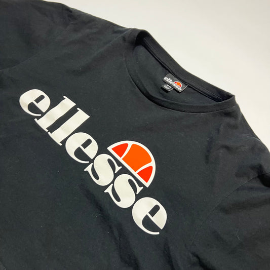 Damen Ellesse Big Logo Crop Top Shirt schwarz 42 L / XL - Cats on Stacks VNTG