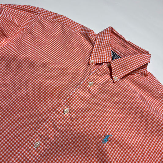 Polo by Ralph Lauren Hemd Vintage 90s Shirt orange kariert L - Cats on Stacks VNTG