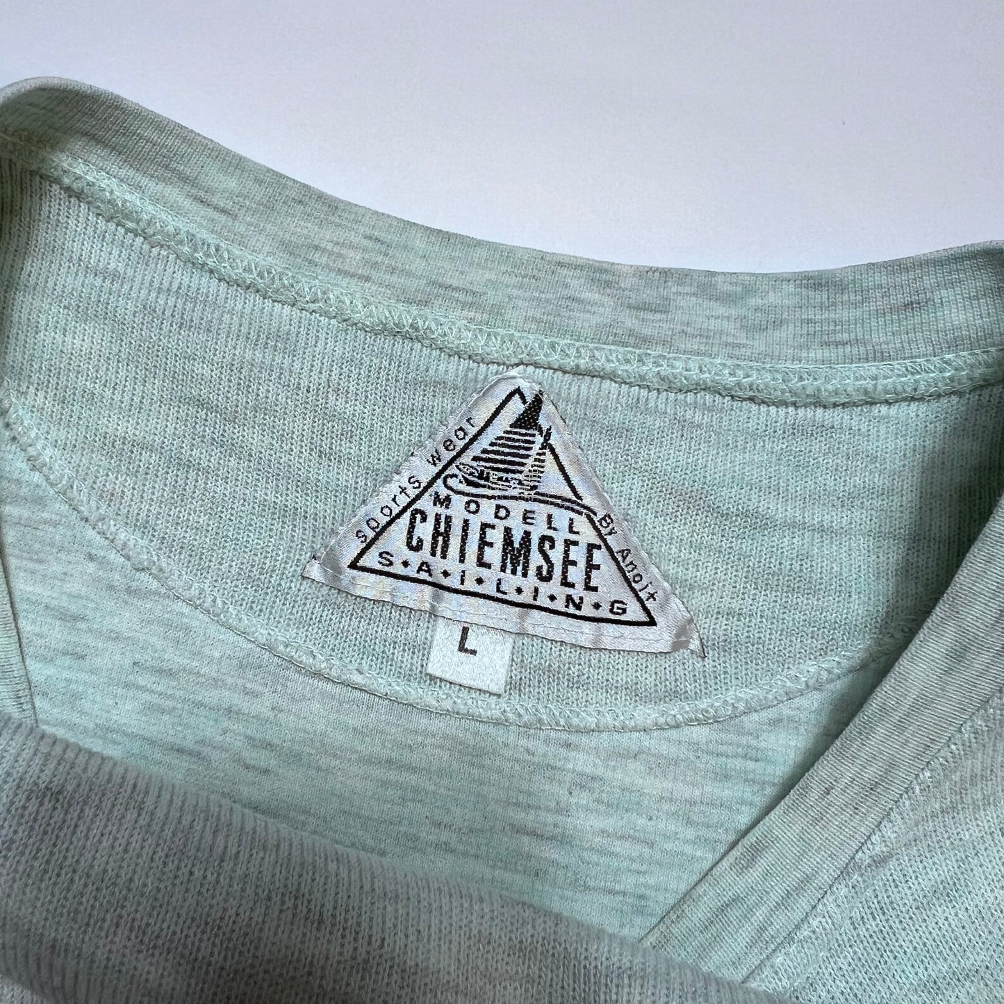 Vintage Chiemsee Tradition Crewneck Pullover mintgrün grau L / XL - Cats on Stacks VNTG