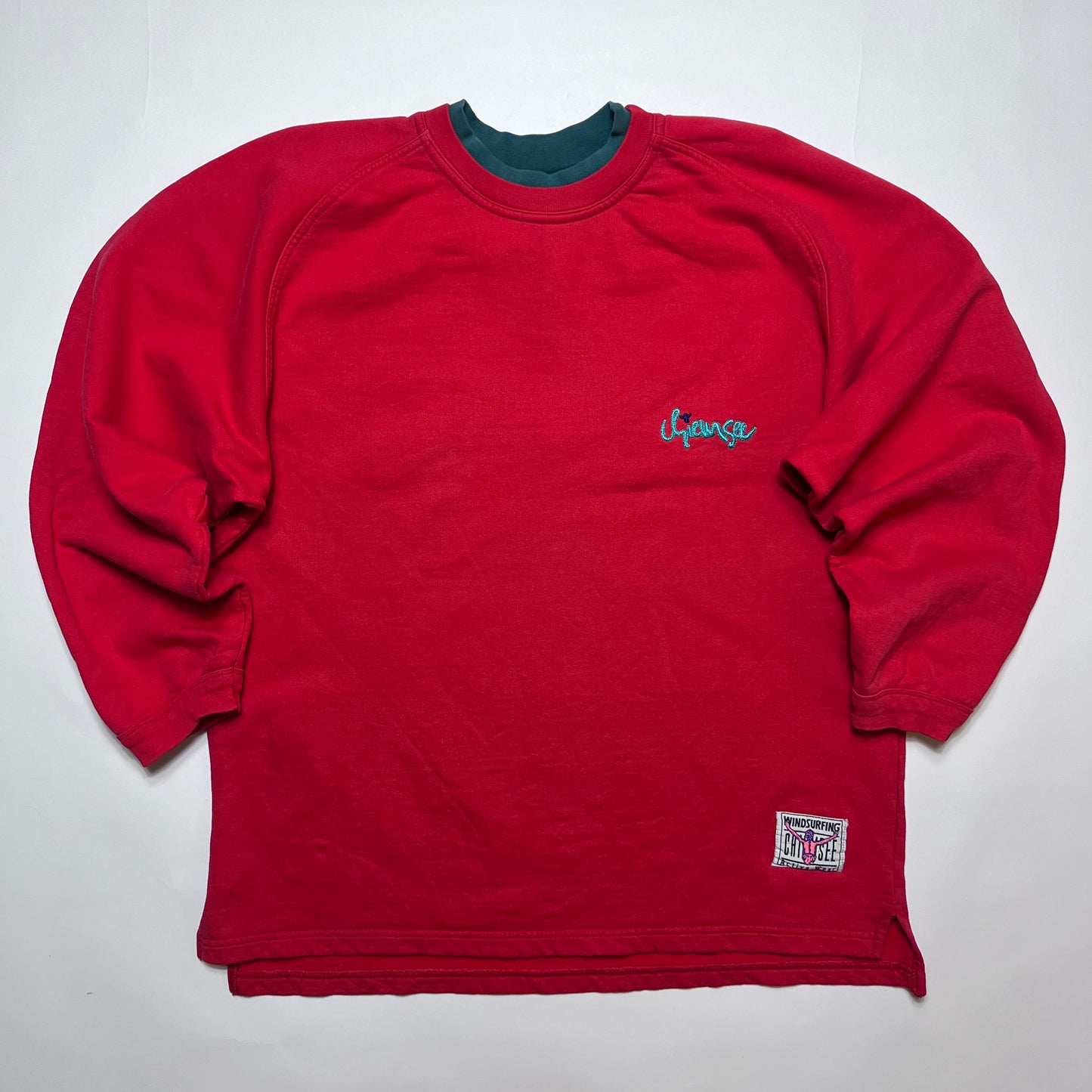 Vintage Chiemsee Spellout Double Crewneck Pullover rot L / XL - Cats on Stacks VNTG