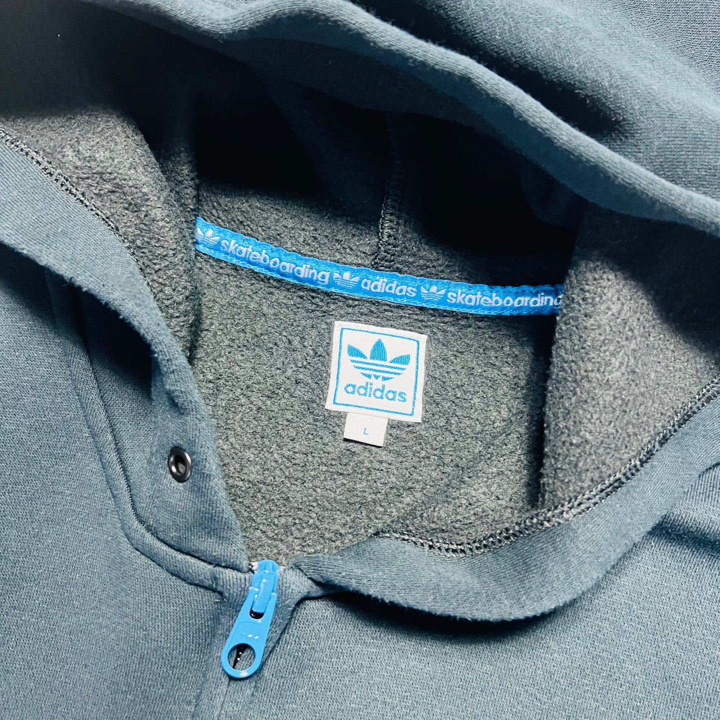 Adidas Skateboarding Vintage 2000s Y2K Trefoil Zip Hoodie blau L