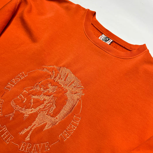 Diesel Only the Brave Vintage 90s Crewneck Pullover orange XXL - Cats on Stacks VNTG