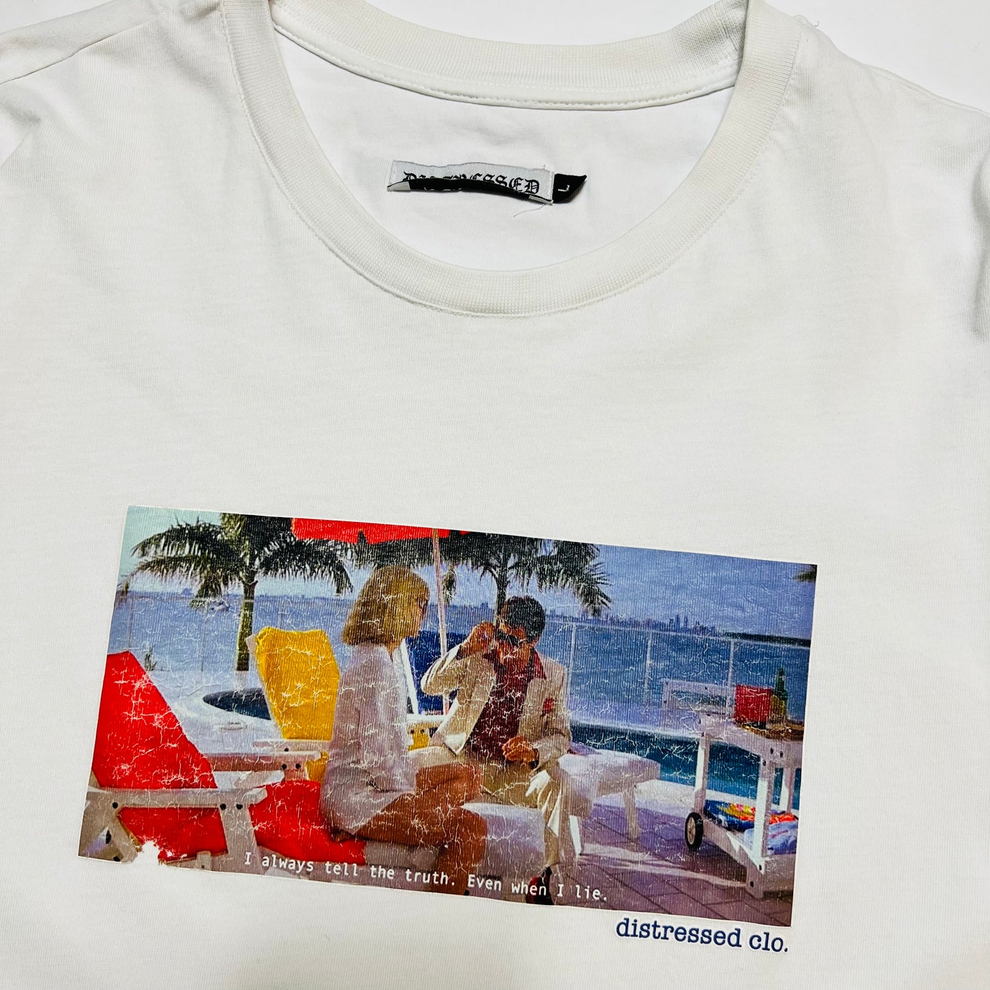 Distressed Clothing Tony Montana Scarface T-Shirt weiß L