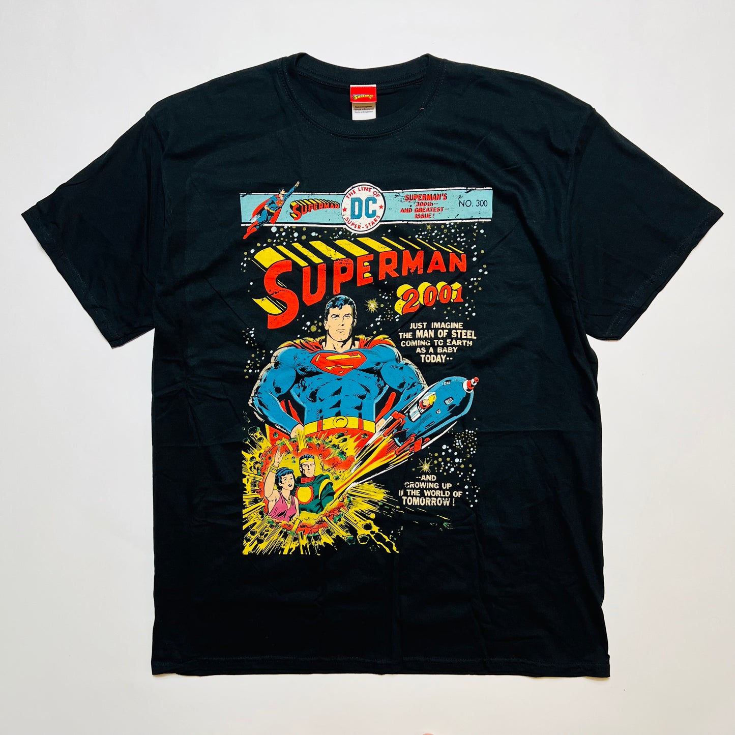 Superman 2001 Man of Steel DC Comics Retro T-Shirt schwarz XL