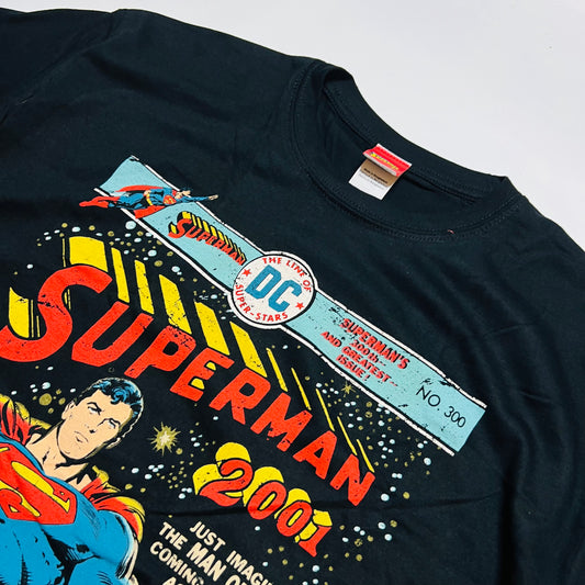 Superman 2001 Man of Steel DC Comics Retro T-Shirt schwarz XL - Cats on Stacks VNTG