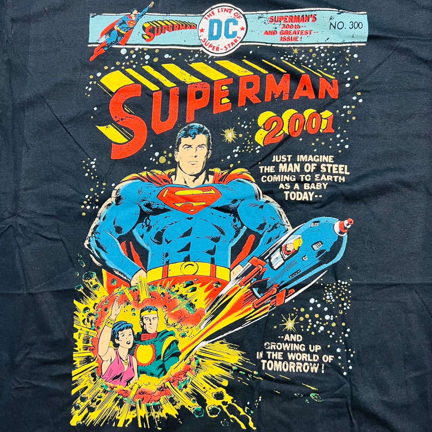 Superman 2001 Man of Steel DC Comics Retro T-Shirt schwarz XL