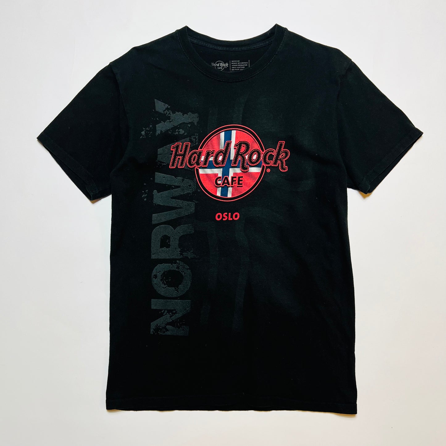 Hard Rock Cafe x Oslo Norwegen Retro T-Shirt schwarz S / M