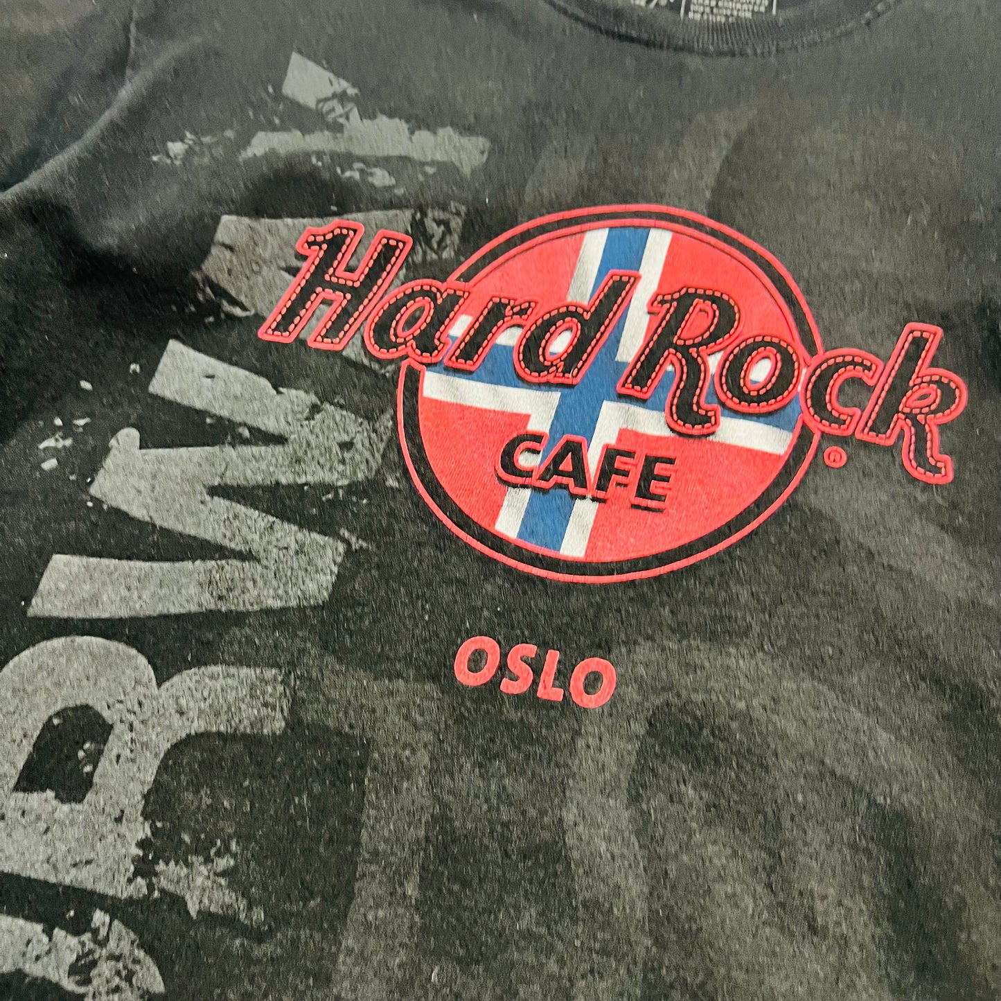 Hard Rock Cafe x Oslo Norwegen Retro T-Shirt schwarz S / M