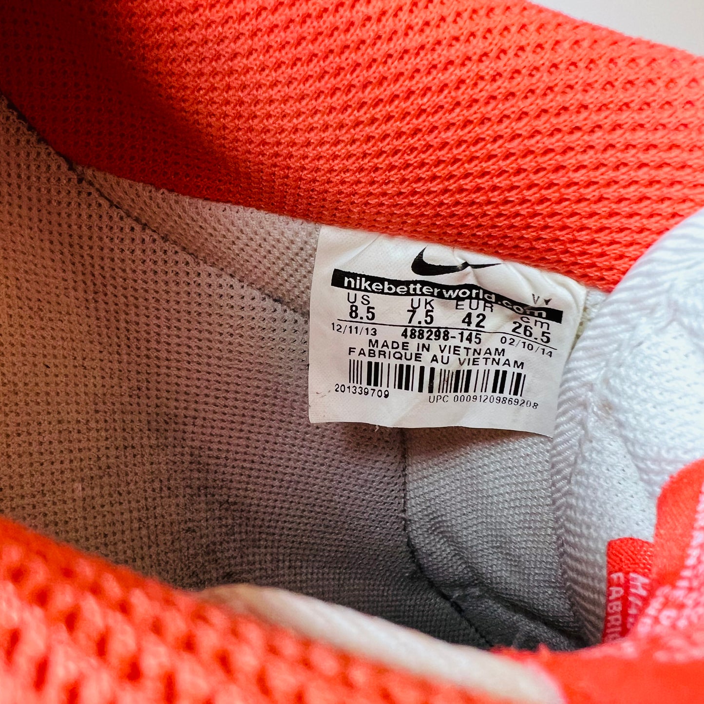 Nike Air Force 1 "White & Orange" 488298-145 Größe 42