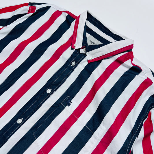 Carhartt S/S Elcano Shirt "Dark Navy" Retro Hemd weiß blau rot XXL