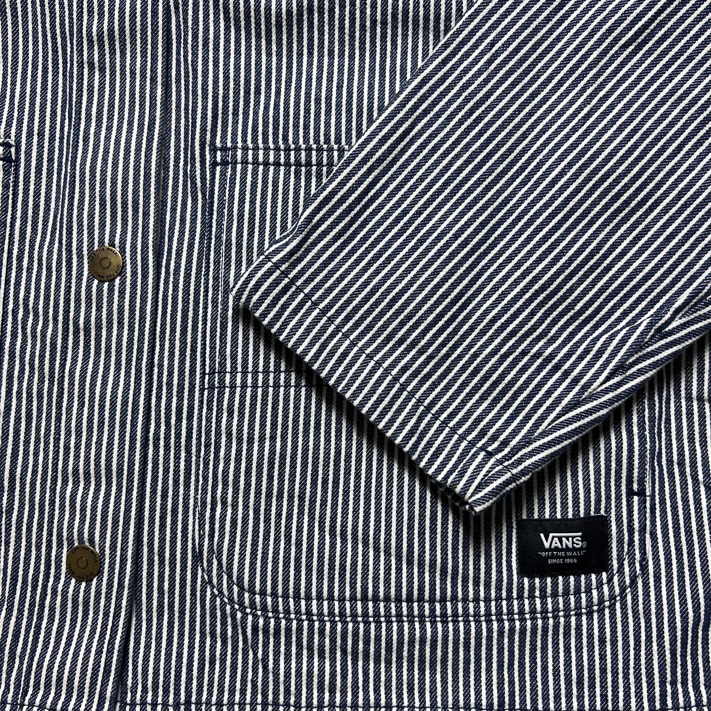 Y2K Vans Blue Striped Workwear Jacke L - Cats on Stacks VNTG