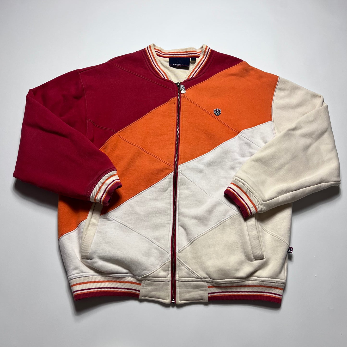 Vintage Y2K Striped Phat Farm College Jacke L - Cats on Stacks VNTG
