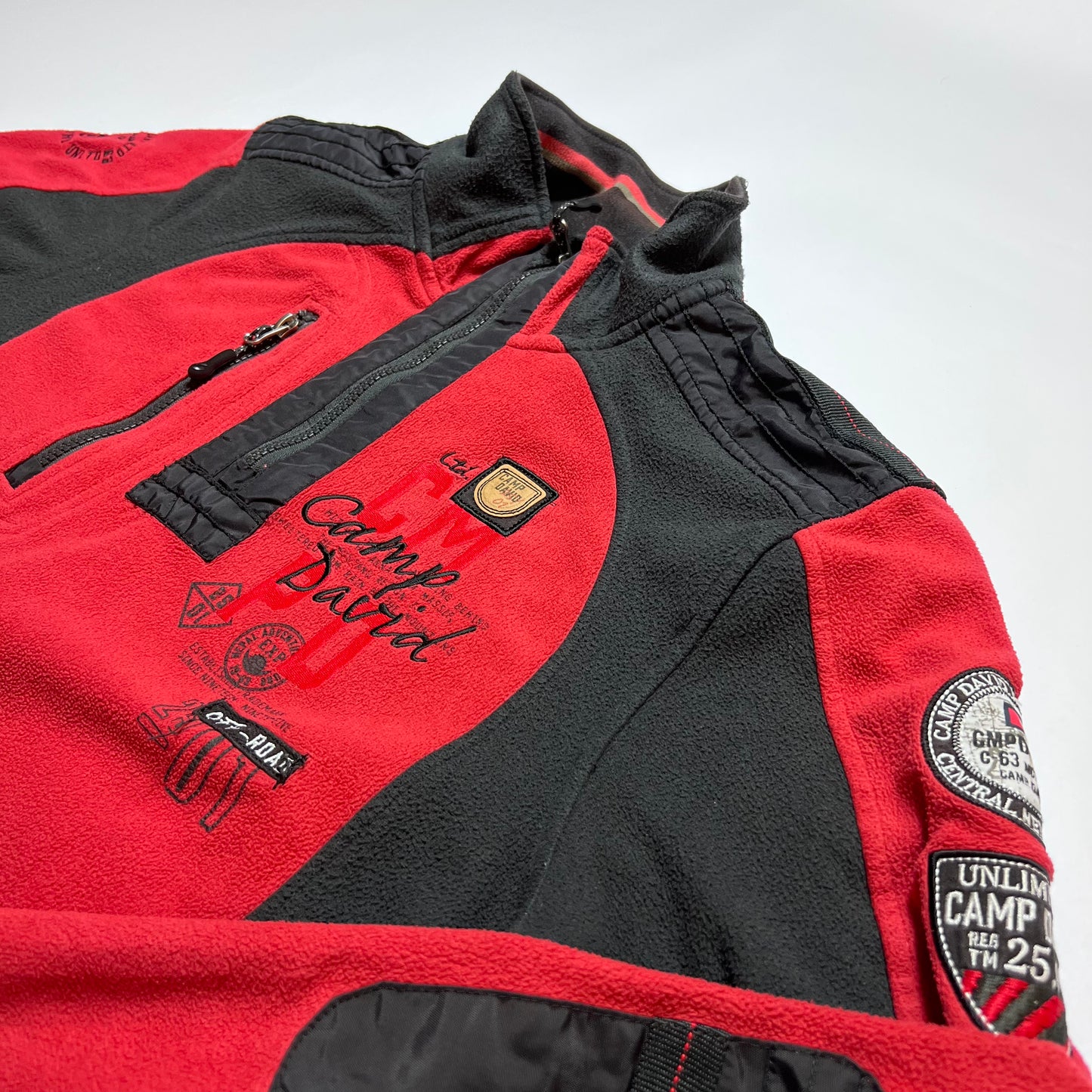 Retro Camp David Fleece Zipper L - Cats on Stacks VNTG