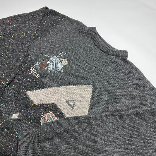 Navy Aviator Vintage 90s Wollpullover schwarz grau XL - Cats on Stacks VNTG