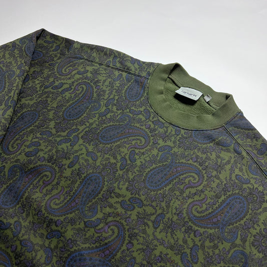 Carhartt Olive Paisley Sweat Crewneck L - Cats on Stacks VNTG
