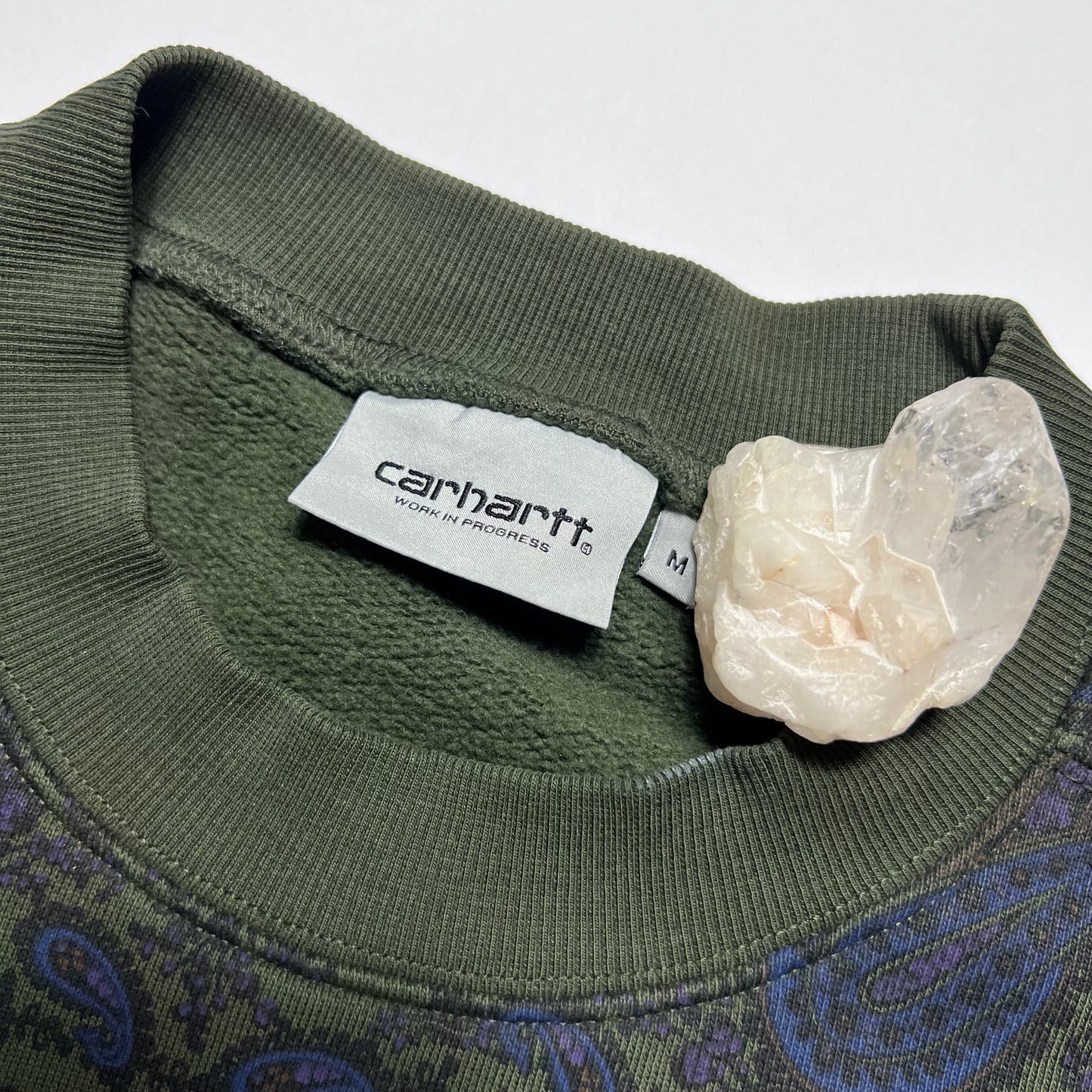 Carhartt Olive Paisley Sweat Crewneck L - Cats on Stacks VNTG