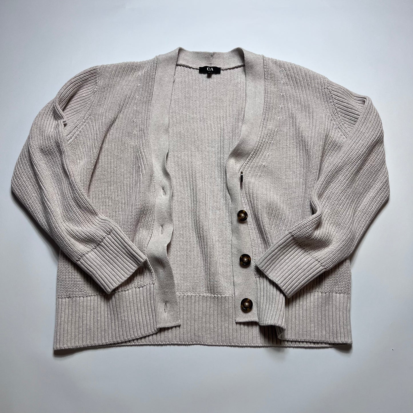 C&A Boxy Creme Cardigan L / XL - Cats on Stacks VNTG