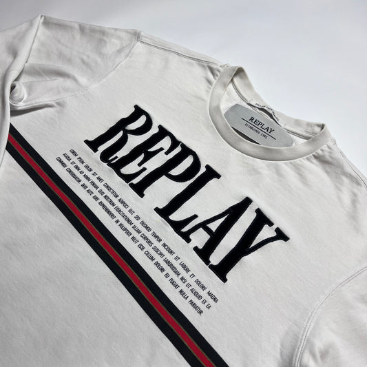 Damen Replay Spellout Crewneck Pullover weiß M - L - Cats on Stacks VNTG