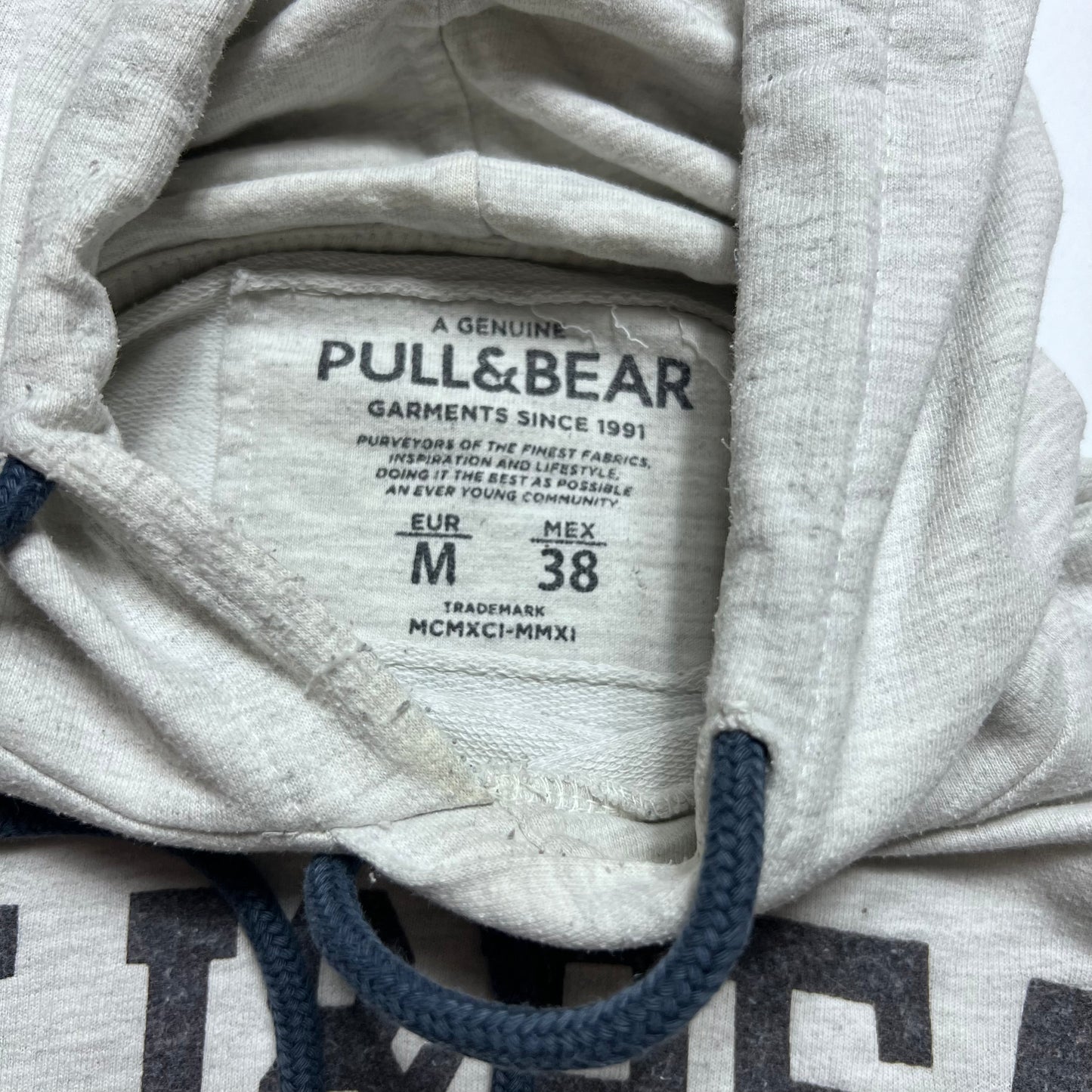 Pull & Bear 1991 Gray Hoodie M - Cats on Stacks VNTG