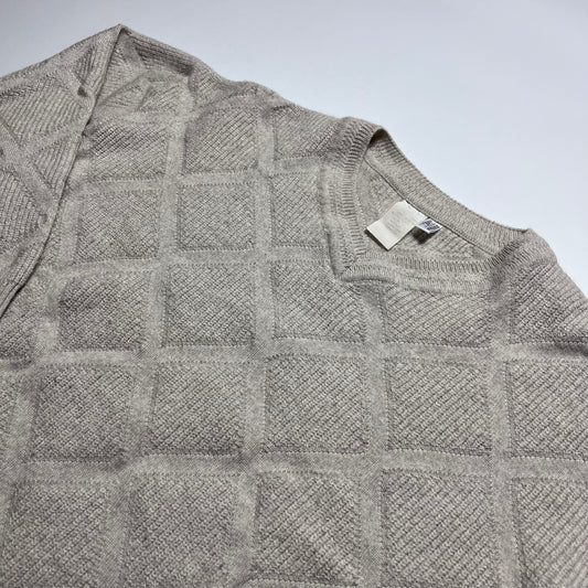 Vintage Beige V-Neck Wollpullover L - Cats on Stacks VNTG