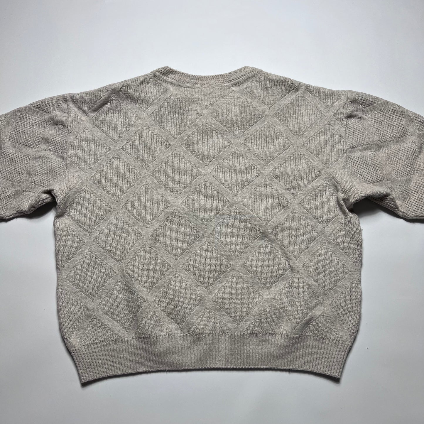 Vintage Beige V-Neck Wollpullover L - Cats on Stacks VNTG