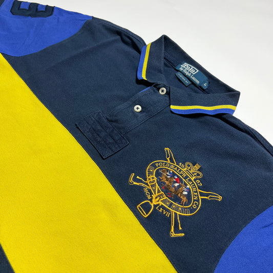 Vintage Ralph Lauren Blue Yellow Polo Shirt L - Cats on Stacks VNTG