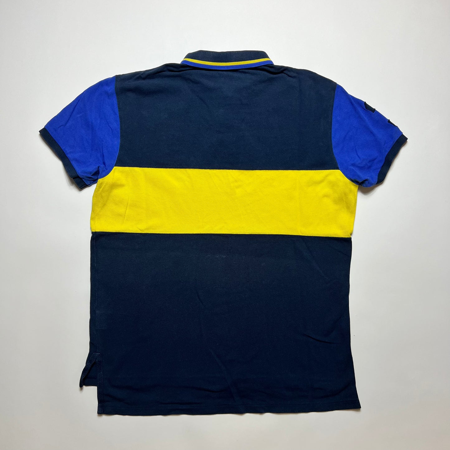 Vintage Ralph Lauren Blue Yellow Polo Shirt L - Cats on Stacks VNTG
